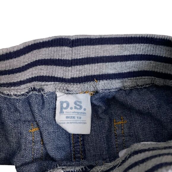 P.S. Girl's Size 12 Blue denim jogger Knit waist pull on 9" jean shorts - Picture 8 of 13